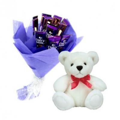 Dairy Milk Bouquet With Teddy