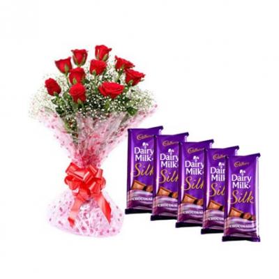 Red Roses With Dairy Milk Silk
