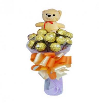 Ferrero Bouquet With Cute Teddy