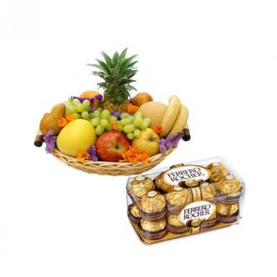 Fresh Fruits Basket With Ferrero Rocher