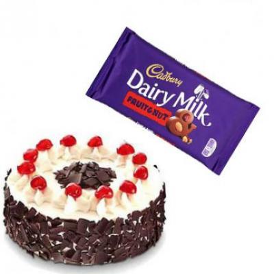 Black Forest Cake With Cadbury Dairy Milk Fruit & Nut