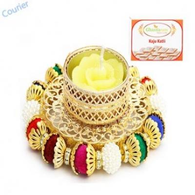 Coloured Balls  T-Lite with  Kaju Katli