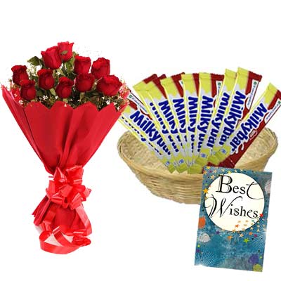 Nestle Milky Bar Hamper With Card and Roses