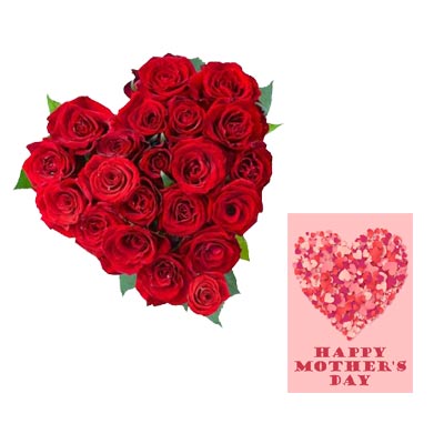 Red Roses Heart With Mothers Day Card