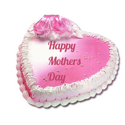 Happy Mothers Day Heart Shape Strawberry Cake