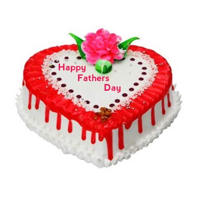 Happy Fathers Day Heart Shape Strawberry Cake