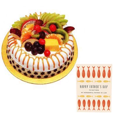 Fathers Day Fruit Cake with Fathers Day Card