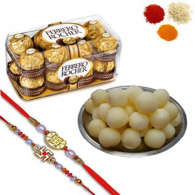 Rakhi with Rasgulla and Ferrero Rocher