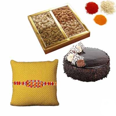 Rakhi with Dry Fruits and Cake