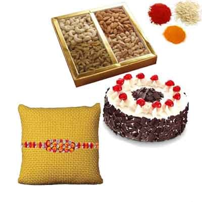 Rakhi with Cake and Dry Fruits