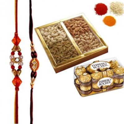 Rakhi with Dry Fruits and Ferrero Rocher