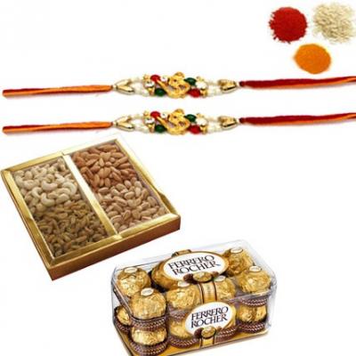 Rakhi with Mixed Dry Fruits and Chocolates