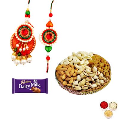 Lumba Rakhi with Mixed Dry Fruits and Chocolate