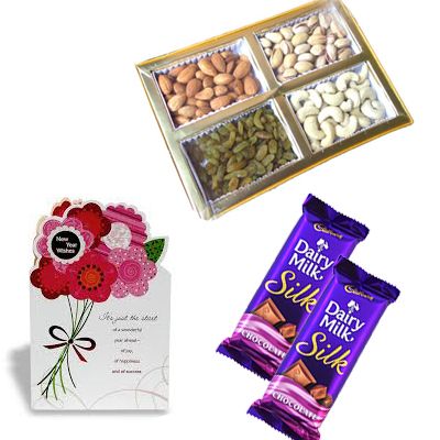 Dry Fruits with Silk & Greeting Card