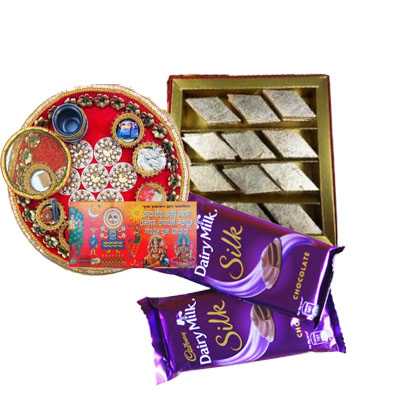 Thali with Kaju Burfi & Dairy Milk