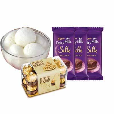 Rasgulla with Ferrero Rocher & Silk