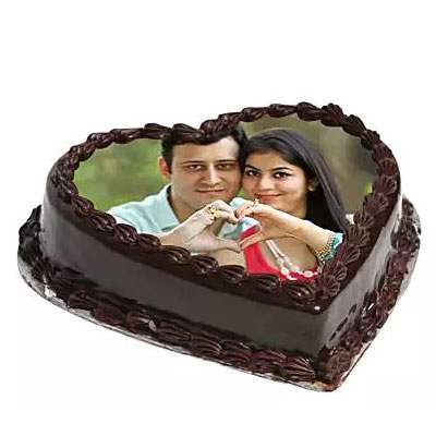 Heart Shape Photo Chocolate Cake