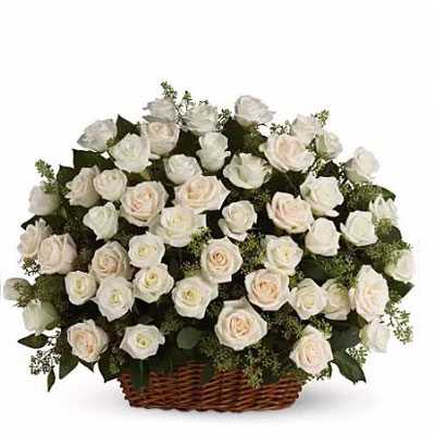 White Roses Big Basket