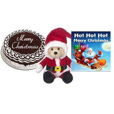 Christmas Chocolate Cake with Santa Claus & Greeting Card