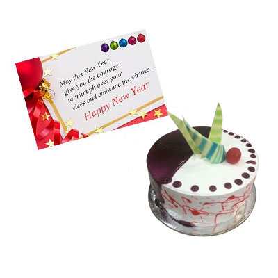 New Year Card with Choco Vanilla Cake