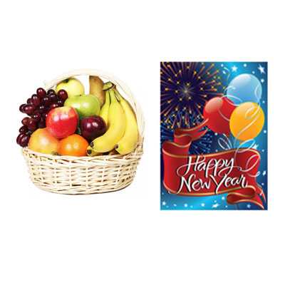 Fresh Fruits with New Year Card