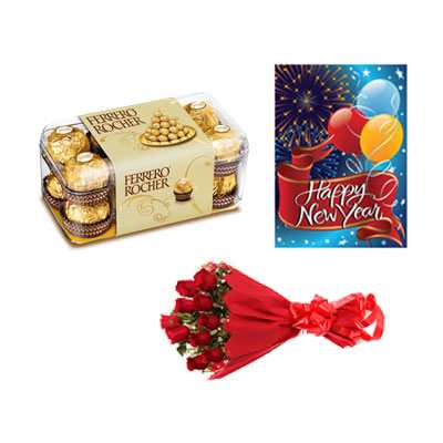 Ferrero Rocher with Card & Roses