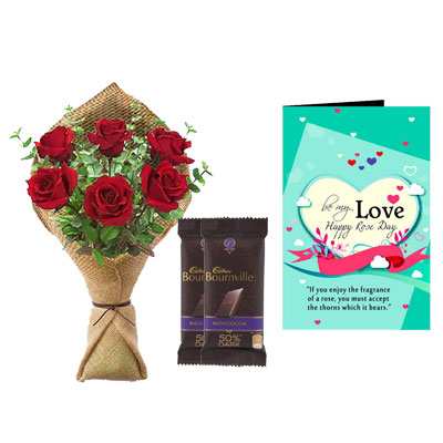 Rose Bouquet, Bournville & Rose Day Greeting Card