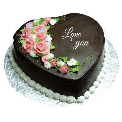 I love You Chocolate Heart Shape Cake