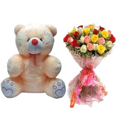 20 Inch Teddy with Mix Bouquet