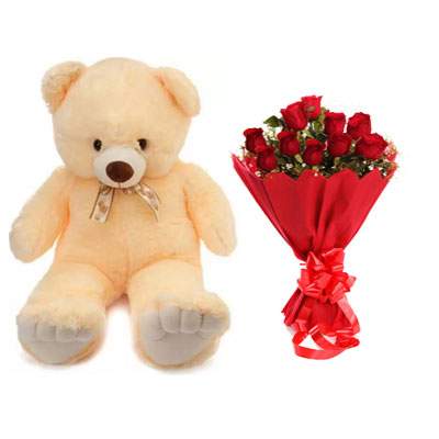 24 Inch Teddy with Bouquet