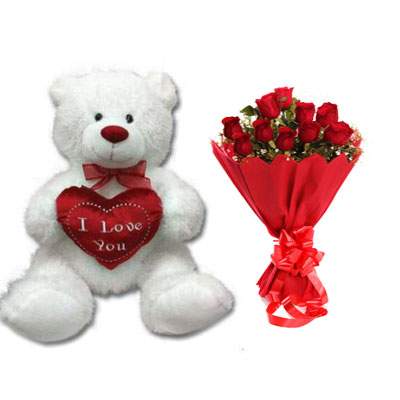 30 Inch Teddy Bear with Bouquet