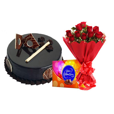 Chocolate Royal Cake, Bouquet & Cadbury
