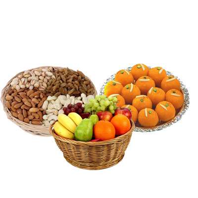 Mixed Dry Fruits, Fruit Basket & Laddu