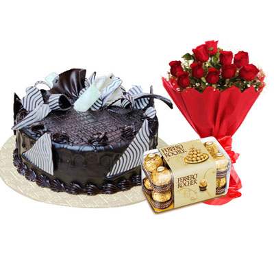 Chocolate Cream Cake, Bouquet & Ferrero
