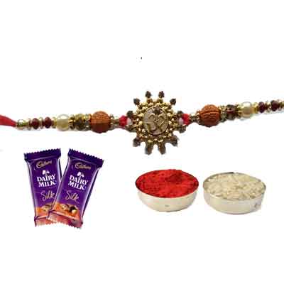 Beautiful Om Rakhi For Brother With Silk