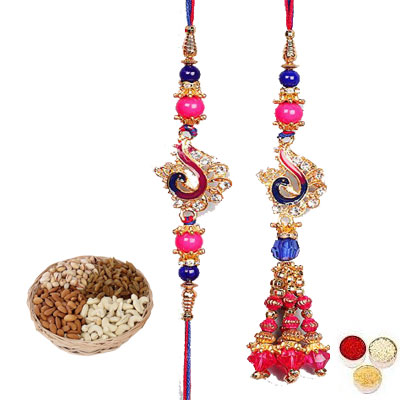 Lumba Rakhi For Brother Bhabi With Mix Dry Fruits