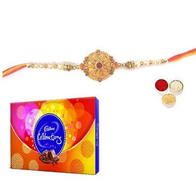 Well Designed Rakhi With Celebration