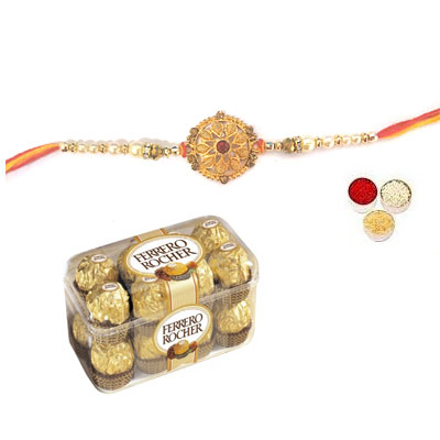 Well Designed Rakhi With Ferrero