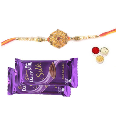 Well Designed Rakhi With Silk