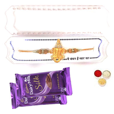 Shri Ganesha Rakhi With Silk