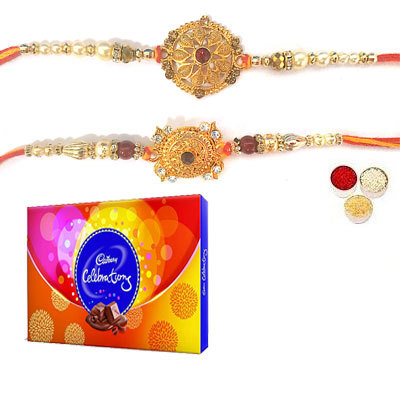 Set Of 2 Designer Rakhi With Celebration