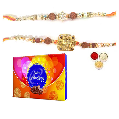 Set Of 2 Rudraksha Rakhi With Celebration