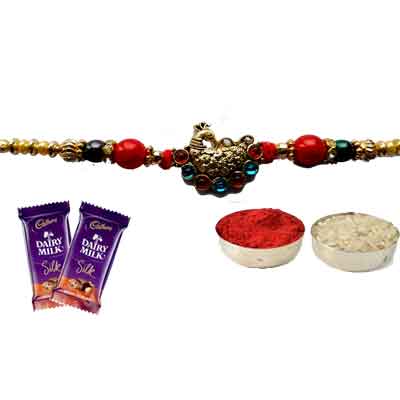 Peacock Rakhi For Brother With Silk