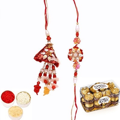 Awesome Rakhi Set for Bhaiya Bhabhi & Ferrero