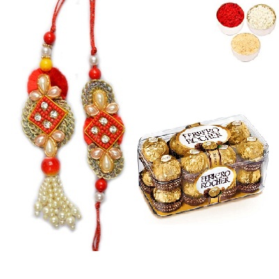 Designer Bhaiya Bhabhi Rakhi & Ferrero Rocher