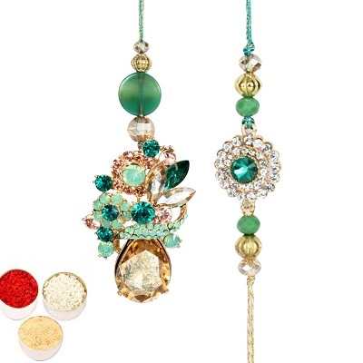 Green Pearl Lumba Rakhi