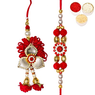 Red Flower Bhaiya Bhabhi Rakhi