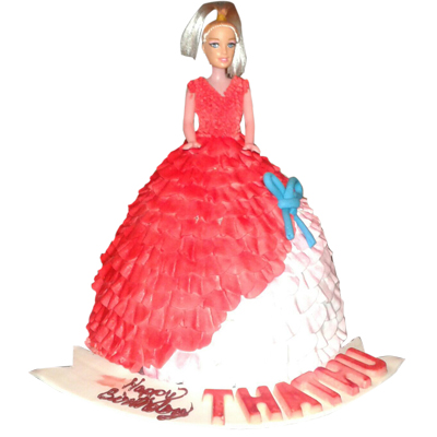 Red Barbie Doll Cake