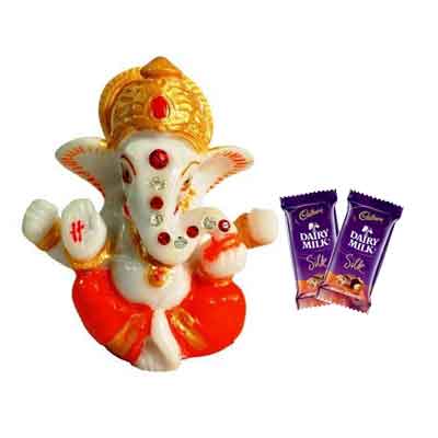 Lord Ganesh Idol with Silk