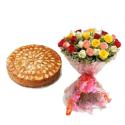 Vanilla Almonds Dry Cake with Mix Bouquet